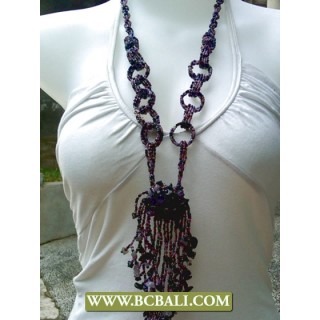 Purple and Black Rings Beading Fashion Necklace with Stones